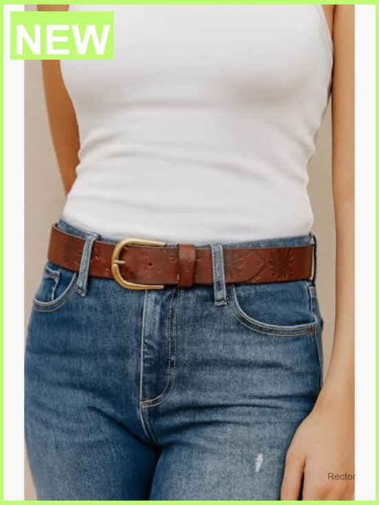Genuine Leather Belt with Metal Buckle - Adjustable Fit